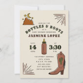 Flessen & Laarzen Cactus Moon Cowboy Baby shower Kaart (Voorkant)