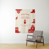 Flessen & Laarzen Cowboy Retro Rode Baby Borrel Wandkleed (In situ)