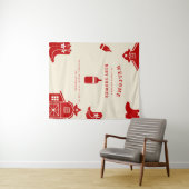 Flessen & Laarzen Cowboy Retro Rode Baby Shower Wandkleed (In Situ (horizontaal))