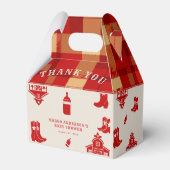 Flessen & Laarzen Cowboy Retro Rood Baby shower Bedankdoosjes (Achterkant)