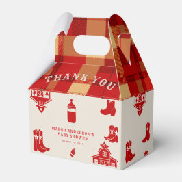 Flessen & Laarzen Cowboy Retro Rood Baby shower Bedankdoosjes