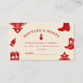 Flessen & Laarzen Cowboy Retro Rood Baby shower Informatiekaartje (Voorkant)