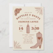 Flessen & Laarzen Cowgirl Baby shower Terracotta T Kaart (Voorkant)