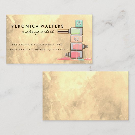 Flessen nagellak gestapeld druipend klantenkaartje (Voorkant / Achterkant)