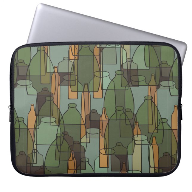  flessen, potten en glazen patroon laptop sleeve (Voorkant)