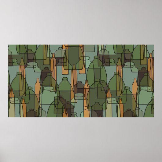  flessen, potten en glazen patroon poster (Voorkant)