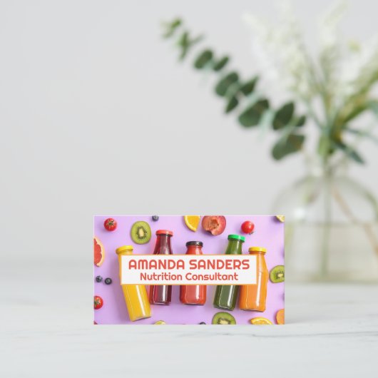 Flessen sap | Achtergrond fruit Visitekaartje (Staand voorkant)