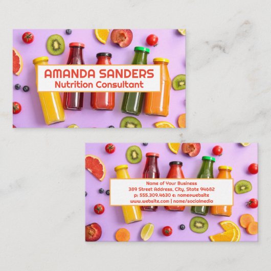 Flessen sap | Achtergrond fruit Visitekaartje (Voorkant / Achterkant)