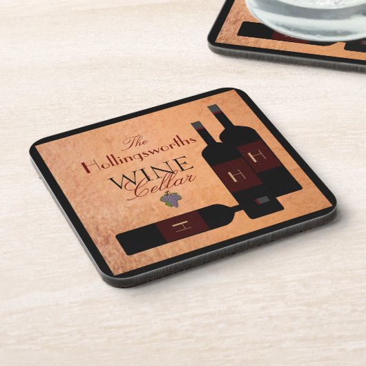 Flessen van wijn - op maat gesneden bier onderzetter (Linkerzijde)