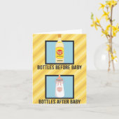 Flessen voor & na grappige Baby shower groet Kaart (Gele Bloem)