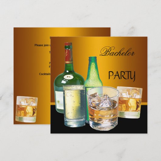 Flessen voor vrijgezellenfeest drankjes kaart (Voorkant / Achterkant)