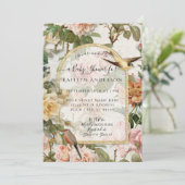 Flessen Waterverf Floral Birds Baby Girl Shower (Staand voorkant)