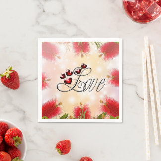 Flessenborstel bloem en liefde servet