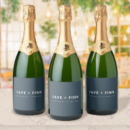 Flessenetiket Huwelijk | Blauwe Champagne Favor Et Sparkling Wijnetiket
