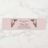 Flessenetiket, Roze Rozen & Duiven Waterfles Etiket (Enkel label)