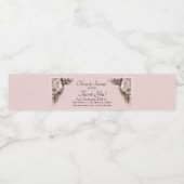 Flessenetiket, Roze Rozen & Duiven Waterfles Etiket (Enkel label)