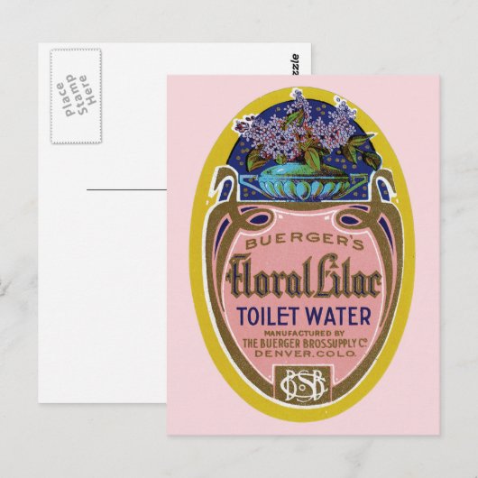  flessenetiket voor Lila toiletwater Briefkaart (Voorkant / Achterkant)