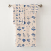  flessenillustratiepatroon blauw bad handdoek (Insitu)