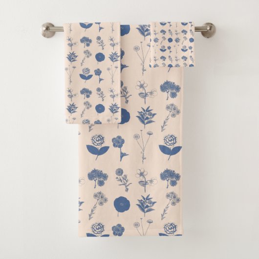  flessenillustratiepatroon blauw bad handdoek (Insitu)