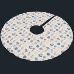 flessenillustratiepatroon blauw kerstboom rok<br><div class="desc">Deze stijlvolle kerstboomrok heeft een prachtig  botanisch patroon in blauw.</div>