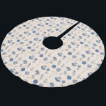 flessenillustratiepatroon blauw kerstboom rok<br><div class="desc">Deze stijlvolle kerstboomrok heeft een prachtig botanisch patroon in blauw.</div>