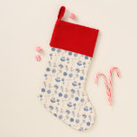 flessenillustratiepatroon blauw kerstsok<br><div class="desc">Deze stijlvolle kerstvakantie heeft een prachtig  botanisch patroon in blauw.</div>