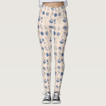 flessenillustratiepatroon blauw leggings<br><div class="desc">Dit prachtige illustratiepatroon bevat  botanische florale tekeningen in blauw.</div>