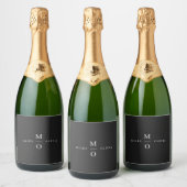 Flessenlabels Bruiloft | Monogram Champagne Label Sparkling Wijnetiket (Flessen)