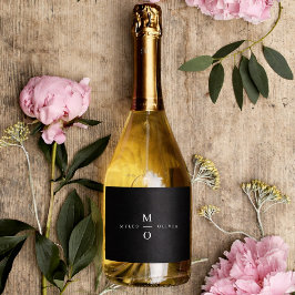 Flessenlabels Bruiloft | Monogram Champagne Label Sparkling Wijnetiket