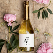Flessenlabels Bruiloft | Monogram Champagnetiket