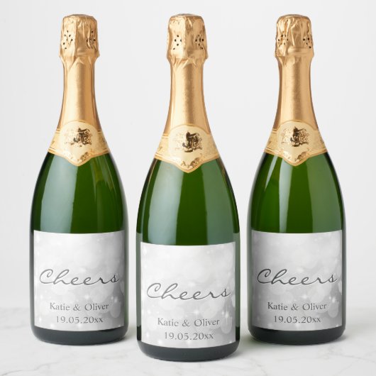 Flessenlabels - Feestelijk Zilveren Glans Sparkling Wijnetiket (Flessen)
