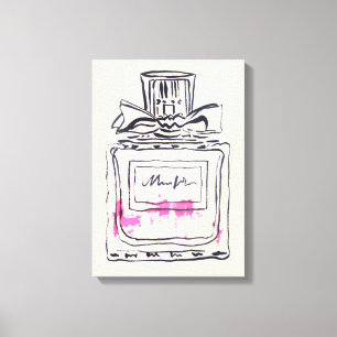 Flessenmode waterverf illustratie van parfum canvas afdruk