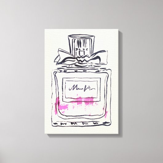 Flessenmode waterverf illustratie van parfum canvas afdruk (Voorkant)