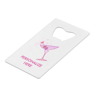 FLessenopener - ROZE MARTINI Creditkaart Flessenopener