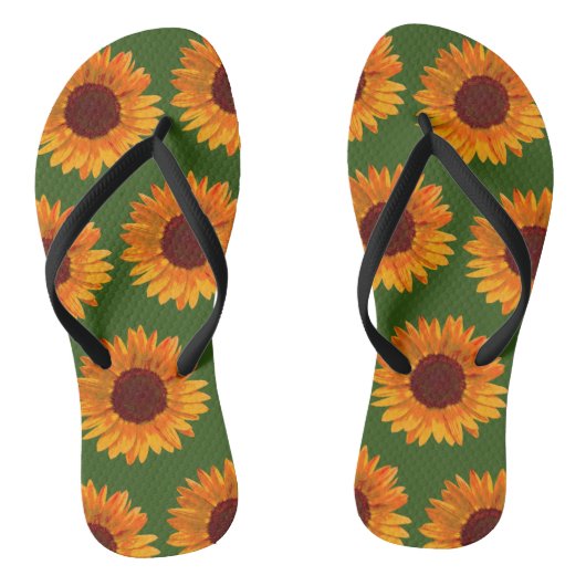 flessenpatroon met bijtende zonnebloemen teenslippers (Voetbed)