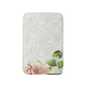 flessenpatroon met roze Waterverf Roos Badmat (Voorkant Verticaal)