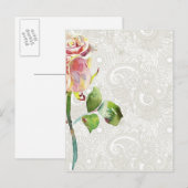flessenpatroon met roze Waterverf Roos Briefkaart (Voorkant / Achterkant)
