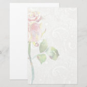 flessenpatroon met roze Waterverf Roos Briefpapier (Voorkant / Achterkant)