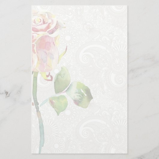 flessenpatroon met roze Waterverf Roos Briefpapier (Voorkant)