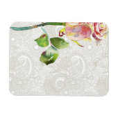 flessenpatroon met roze Waterverf Roos Magneet (Horizontaal)
