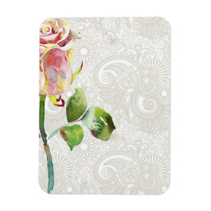 flessenpatroon met roze Waterverf Roos Magneet