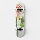  flessenpatroon met roze Waterverf Roos Persoonlijk Skateboard (Voorkant)