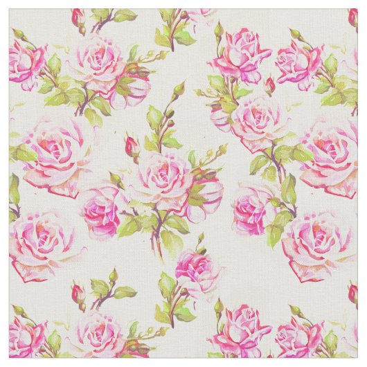 flessenpatroon oude roze rozen stof (Close Up)