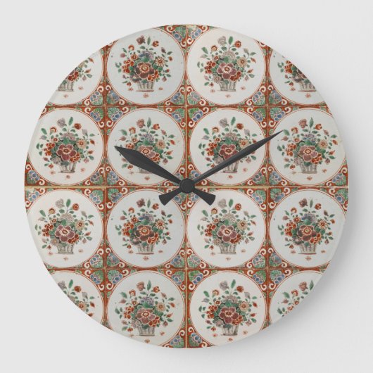  flessenpatroon van Floral Terracotta Grote Klok (Voorkant)