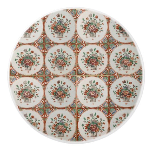  flessenpatroon van Floral Terracotta Keramische Knop (Voorkant)