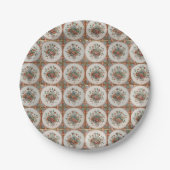  flessenpatroon van Floral Terracotta Papieren Bordje (Voorkant)
