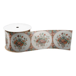  flessenpatroon van Floral Terracotta Satijnen Lint