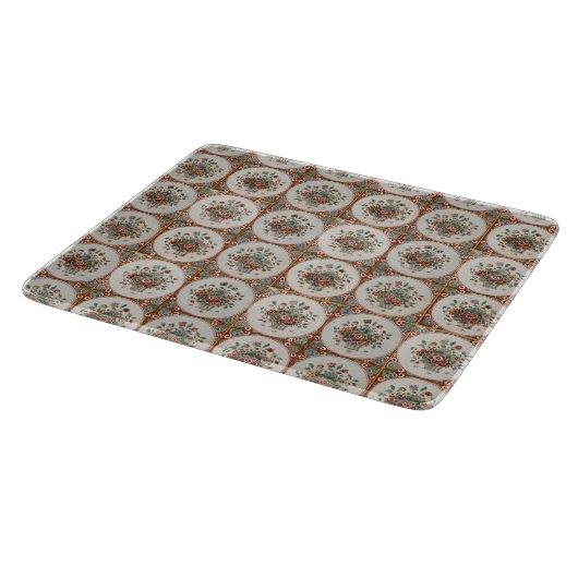  flessenpatroon van Floral Terracotta Snijplank (Hoek)