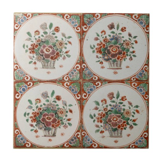  flessenpatroon van Floral Terracotta Tegeltje (Voorkant)