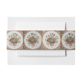  flessenpatroon van Floral Terracotta Uitnodigingen Wikkel